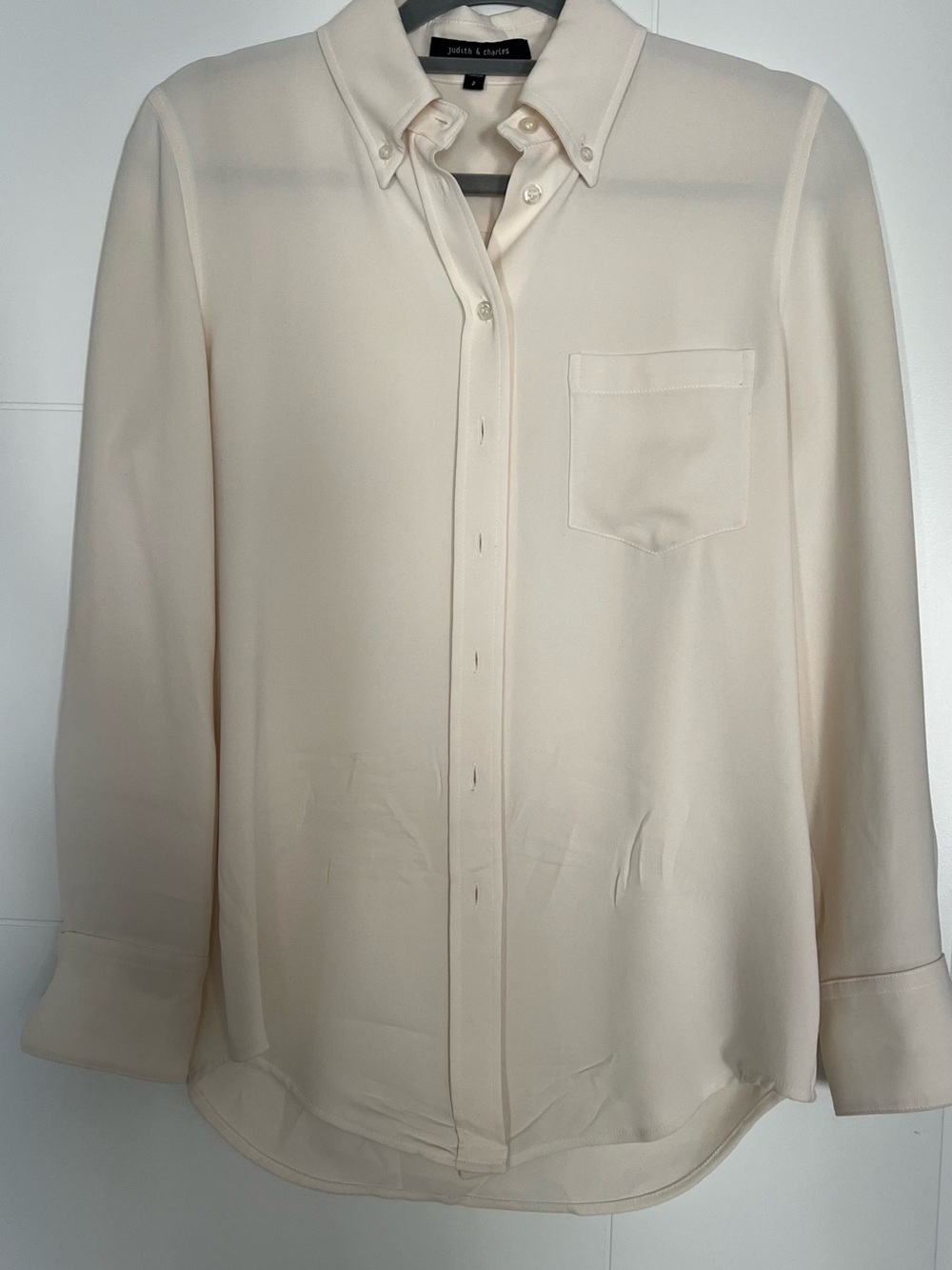 Joie Cream Button-Down Silk Blouse